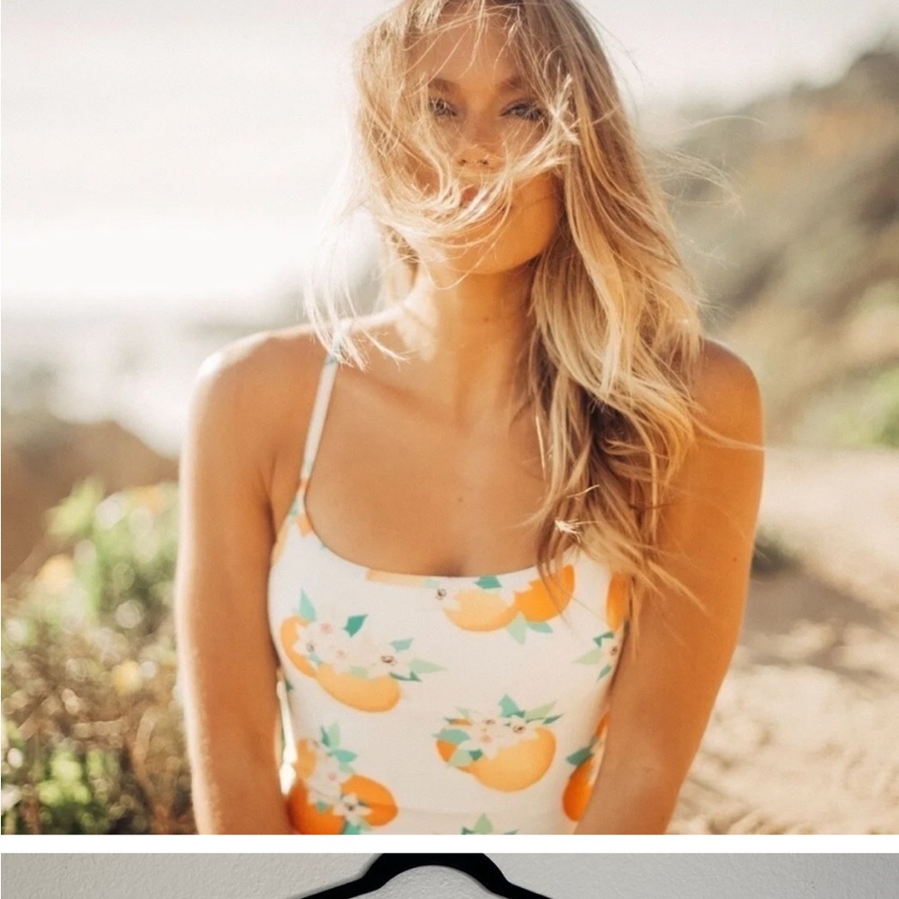 Kate Spade one piece bathing suit women’s large oranges blossoms leaves